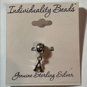 Big Hole Bead for Charm Bracelet Sterling Silver Letter A